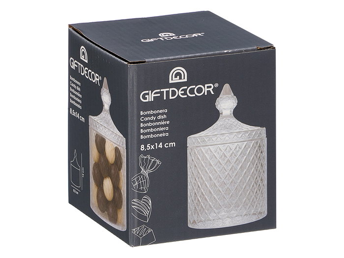 Giftdecor Bombonera Cristal Rombos 8.5 x 14 cm (Set de 24)