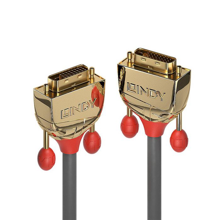 LINDY Cable DVI-D 36205 de 7,6 m, Negro y Oro