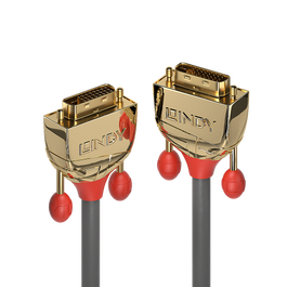 LINDY Cable DVI-D Dual Link 36205 de 7,6 m, Negro/Oro