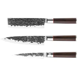 Forged FOR8720039623675 Juego de Cuchillos Forjados Brutos Acero Japonés 440c Mango Madera Dalbergia 3 Piezas