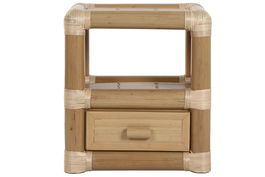 DKD Home Decor Mesita de Noche Tropical Bambu Ratan Natural 50 x 40 x 55 cm
