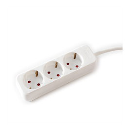 VALUE Regleta de 3 tomas sin interruptor, 3 m, Blanco