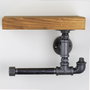 Hanah Home Estantería de Tubos Boruraf063 Madera de Abeto y Metal Negro Nogal Estilo Industrial Rústico y Moderno