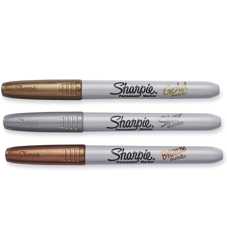 Sharpie Marcador Permanente Metálico Punta Fina - Oro, Plata y Bronce
