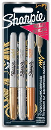 Rotulador Permanente Sharpie Metallic F Blister De 3 (Oro, Plata Y Bronce)