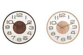 DKD Home Decor Reloj de Pared Scandi Natural Marron 4.7 x 30 x 30 cm (2 Unidades)