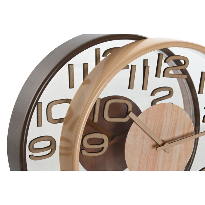 DKD Home Decor Pack de 2 Relojes de Pared Símil Madera 30x30 cm