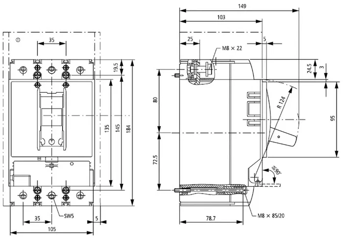 EATON ELECTRIC Interruptor de potencia LZM 3 polos 250A