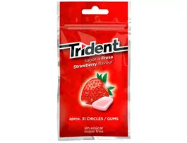 Trident Chicle Grageas Sabor Fresa Sin Azúcar Bolsa 43,5 g - Frescura Prolongada