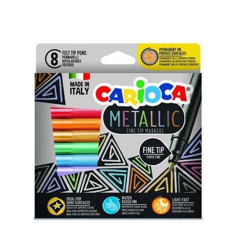 Carioca Caja de 8 Rotuladores Metallic Punta Fina Multicolor