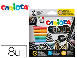 Carioca Rotulador Punta Fina Metallic Colores Surtidos Caja 8 Unidades