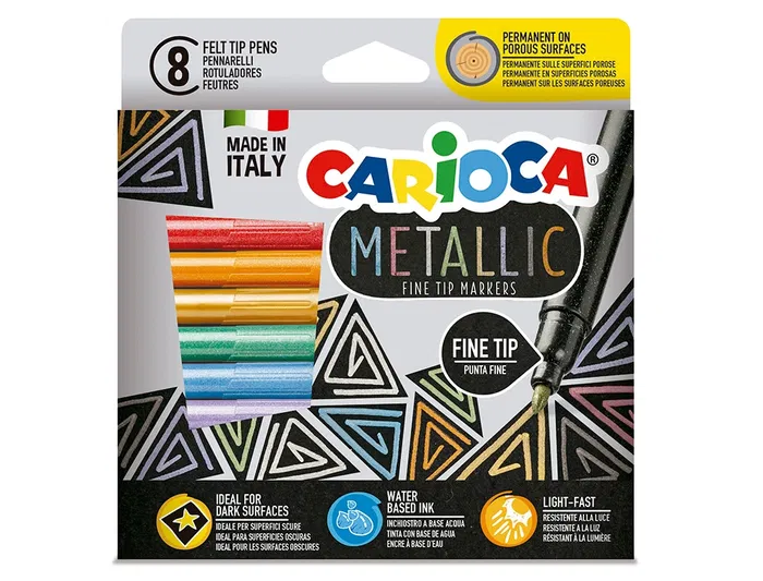 Carioca Rotulador Punta Fina Metallic Colores Surtidos Caja 8 Unidades