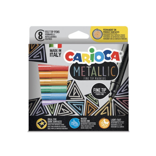 Carioca Caja de 8 Rotuladores Metallic Punta Fina Multicolor