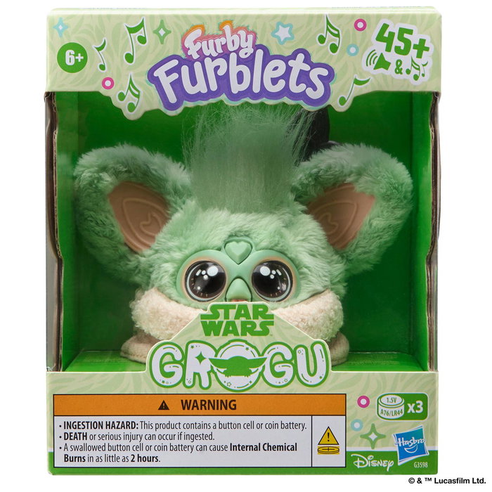 Hasbro Star Wars Furby Furblet de Grogu - Figura con Sonido, Clip de Llavero, Pelaje Verde, 7.6 cm, Más de 45 Efectos, Multilingüe, Juguete para Colección