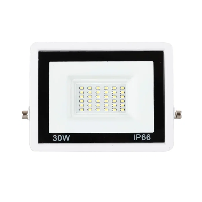 Foco Proyector LED 30W 2400 Lúmenes IP65 6000K Regulable 60000 Horas Vida Útil Color Blanco para Exterior e Interior