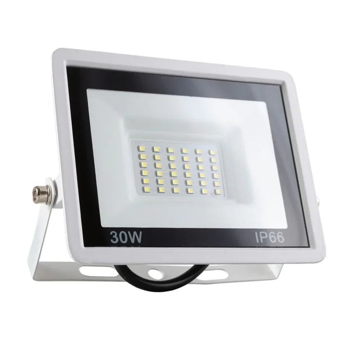 Foco Proyector LED 30W 2400 Lúmenes IP65 6000K Regulable 60000 Horas Vida Útil Color Blanco para Exterior e Interior