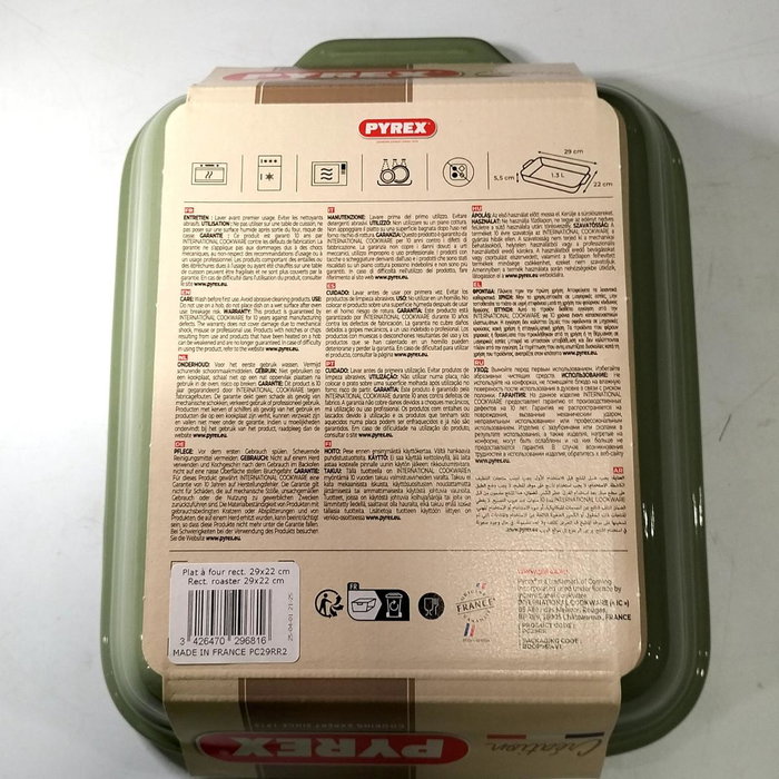Pyrex® Fuente Rectangular de Cerámica Creation Verde 29x22M