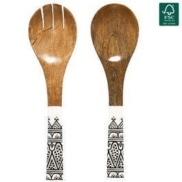 Home Deco Factory Juego 2 Cubiertos Servir Mirage Madera 30x8 cm