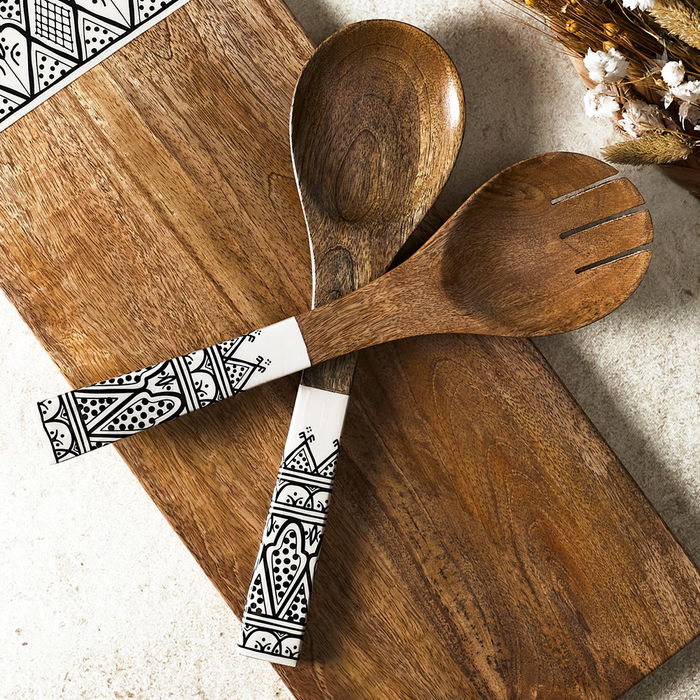 Home Deco Factory Juego 2 Cubiertos Servir Mirage Madera 30x8 cm