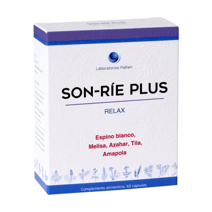 Mahen Son-Rie Plus 60 cápsulas. Complemento alimenticio con espino blanco, melisa, valeriana, azahar, tila y amapola Mahen Son-Rie Plus 60 cápsulas. Complemento alimenticio con espino blanco, melisa, valeriana, azahar, tila y amapola