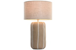 DKD Home Decor Lámpara Sobremesa Marrón Claro Blanco Cerámica Poliéster 36 x 60 x 36 cm