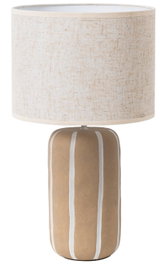 DKD Home Decor Lámpara de Sobremesa de Cerámica y Poliéster Marrón Claro y Blanco 36x36x60 cm