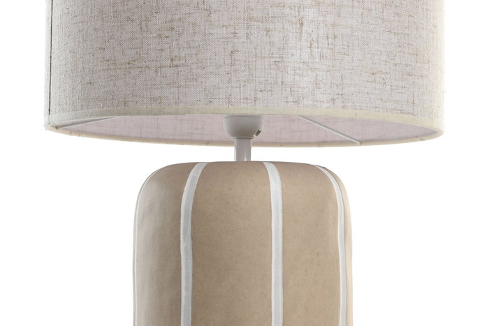 DKD Home Decor Lámpara Sobremesa Marrón Claro Blanco Cerámica Poliéster 36 x 60 x 36 cm