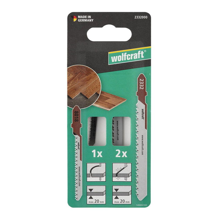 Wolfcraft Hojas de sierra de calar HCS/HSS vástago en T, 3 piezas