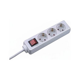 Bachmann SELLY Regleta de enchufes 3x Schutzkontakt con interruptor, blanco, 1,5m