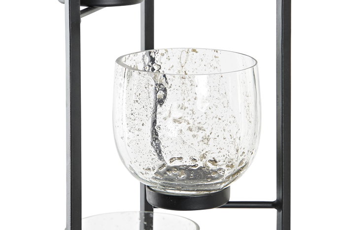 DKD Home Decor Portavela Elegant Negro Transparente Hierro Cristal 18 x 76 x 18 cm