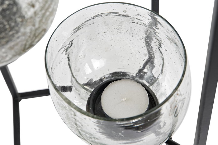 DKD Home Decor Portavela Elegant Negro Transparente Hierro Cristal 18 x 76 x 18 cm