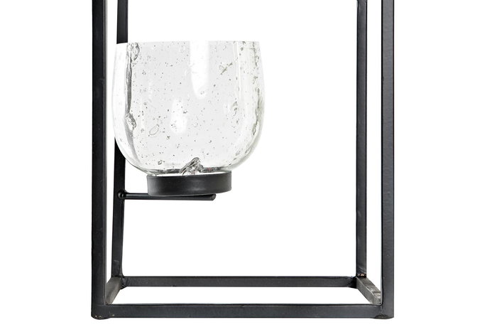 DKD Home Decor Portavela Elegant Negro Transparente Hierro Cristal 18 x 76 x 18 cm