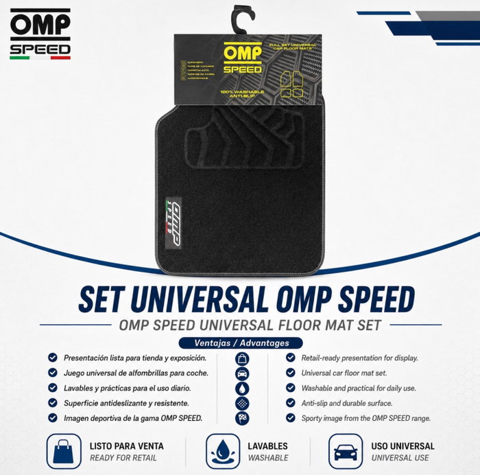 Omp Alfombrillas Universales para Coche 4 Piezas Color Negro OMPS14060001