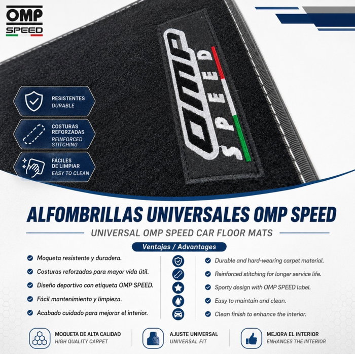 Omp Alfombrillas Universales para Coche 4 Piezas Color Negro OMPS14060001