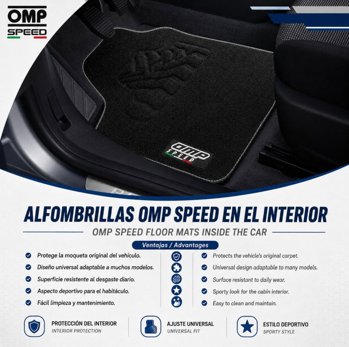 Omp Alfombrillas Universales para Coche 4 Piezas Color Negro OMPS14060001