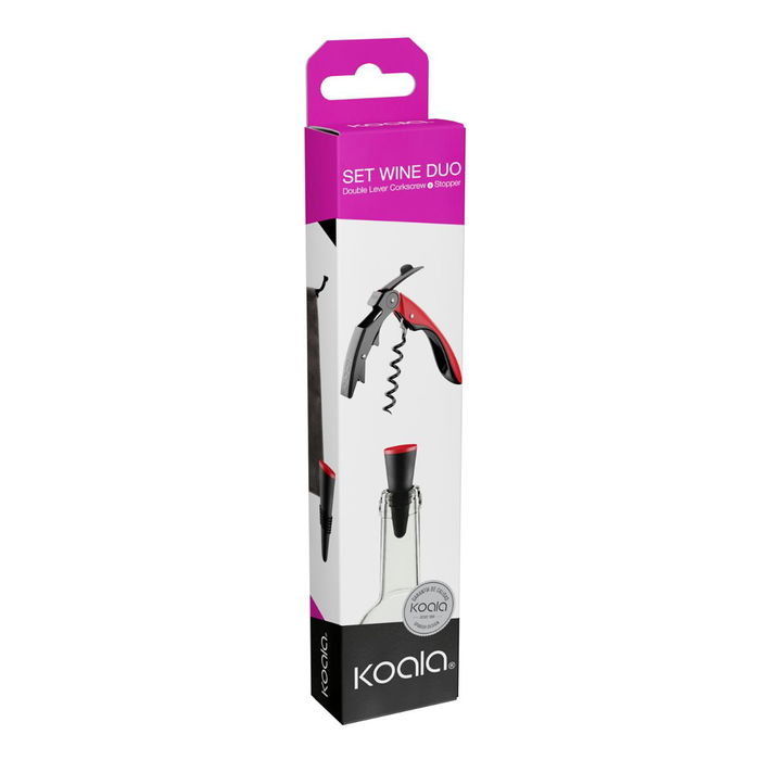 Set Sacacorchos Acero Inoxidable y Tapón Set Vino Koala 4,5x2,5x19,5 cm