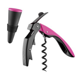 Koala Set de sacacorchos de acero inoxidable y tapón rosa