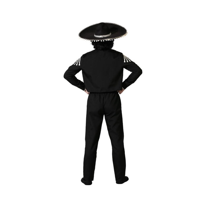 Disfraz Día de Muertos Chaqueta Negra con Calavera y Pantalón para Hombre Adulto Talla XL Disfraz Día de Muertos Chaqueta Negra con Calavera y Pantalón para Hombre Adulto Talla XL