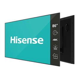 Hisense Display Digital Signage 86 Pulgadas 4K UHD IPS, 3840x2160 Pixeles, WiFi, Android 11, 24/7 Operación, Panel Plano, Pizarra de Caballete, Negro, Montaje VESA Compatible