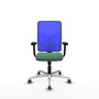 PIQUERAS Y CRESPO Silla de oficina Motilla con mecanismo Sincro, Verde esmeralda y Azul