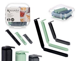 Kinvara Set de 24 Pinzas de Cierre Fácil, Estuche Organizador para Pinzas de la Ropa, Color Gris/Negro/Verde, Dimensiones 15.5 x 5.5 x 16.3 cm (Set de 24)