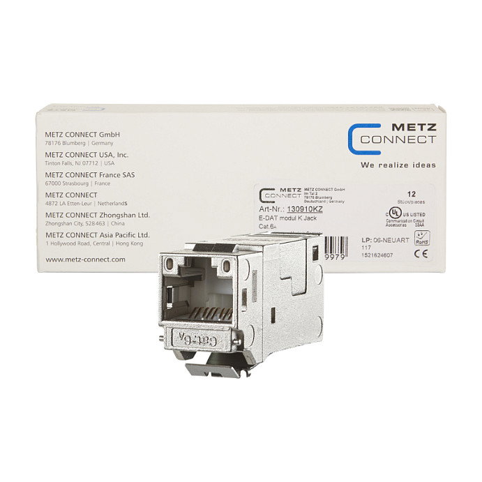 METZ CONNECT 130910KZ Módulo Keystone Cat.6A Jack 180, 12 unidades, Plata METZ CONNECT 130910KZ Módulo Keystone Cat.6A Jack 180, 12 unidades, Plata