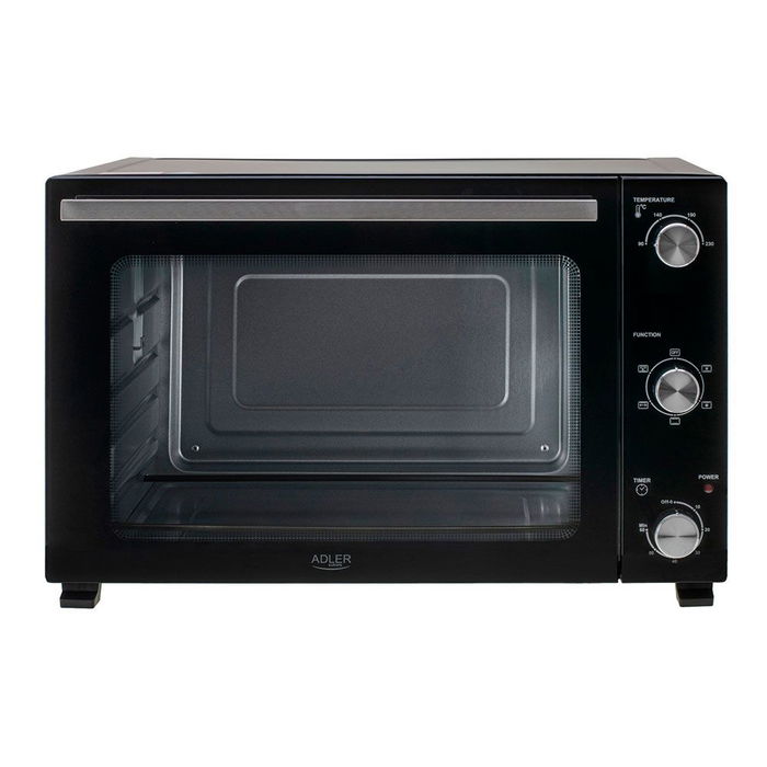 Adler Ad 6026 Horno Eléctrico 48 L 1800W, Acero Inoxidable Negro, Convección y Asador, Temperatura 90-230°C, Temporizador 60 min, 5 Modos de Horneado, Con Rejilla y Bandeja Adler Ad 6026 Horno Eléctrico 48 L 1800W, Acero Inoxidable Negro, Convección y Asador, Temperatura 90-230°C, Temporizador 60 min, 5 Modos de Horneado, Con Rejilla y Bandeja