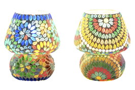 DKD Home Decor Lámpara de Sobremesa de Cristal Mandala Multicolor