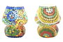 DKD Home Decor Lámpara de Sobremesa de Cristal Mandala Multicolor
