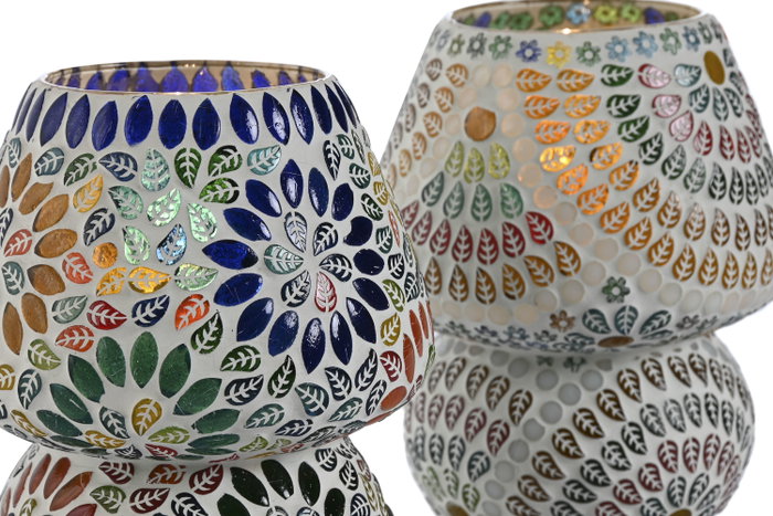 DKD Home Decor Lámpara de Sobremesa de Cristal Mandala Multicolor