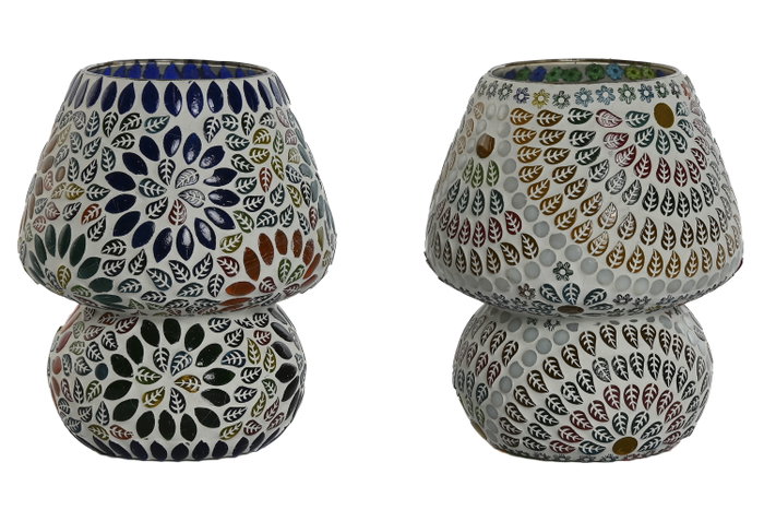 DKD Home Decor Lámpara de Sobremesa de Cristal Mandala Multicolor