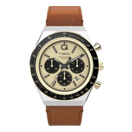 Timex TW2W64400 con esfera amarilla y correa de cuero marrón