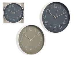 Giftdecor Reloj Redondo 30 cm Plástico y Vidrio Blanco Gris Verde (Set de 12)