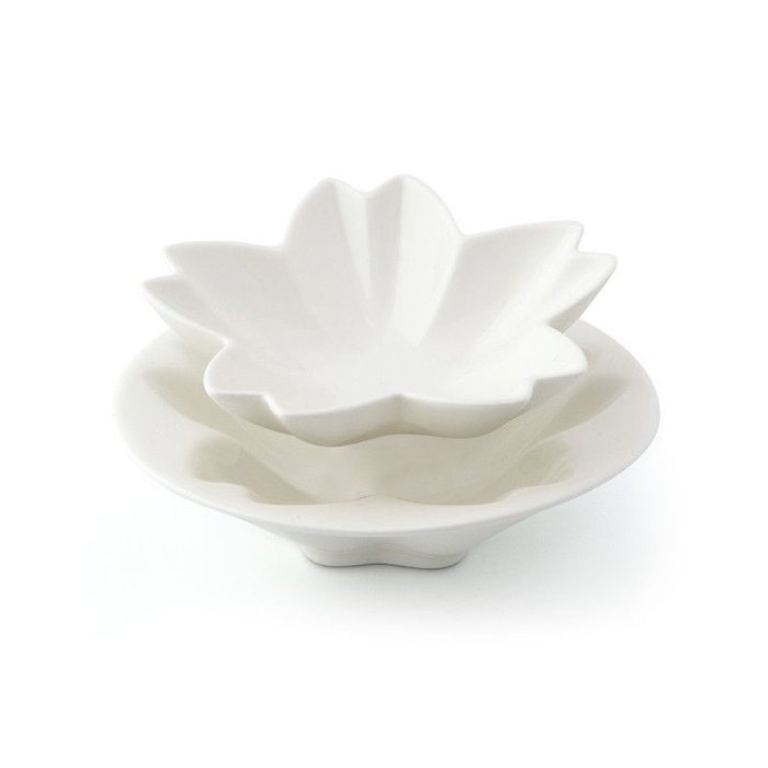 Le coq Juego de 2 Boles Flor Apilables Dyonisio Alumina Porcelain 4 Unidades 12.5x3.5 cm y 14x4 cm Le coq Juego de 2 Boles Flor Apilables Dyonisio Alumina Porcelain 4 Unidades 12.5x3.5 cm y 14x4 cm